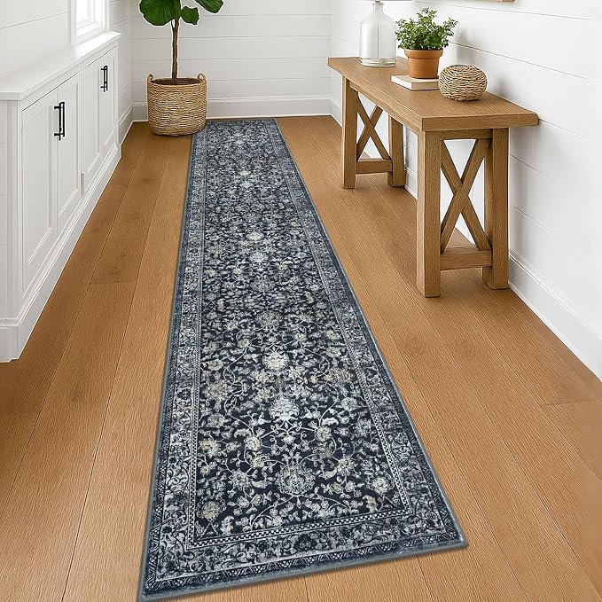 KILOCOCO Hallway Runner 2x12 Rug Runner Printed Vintage Floral Washable