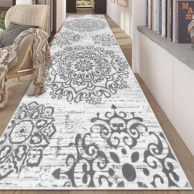 HEBE Hallway Runner Rug 3'x10' Washable Vintage Distressed Area Rugs Non Slip