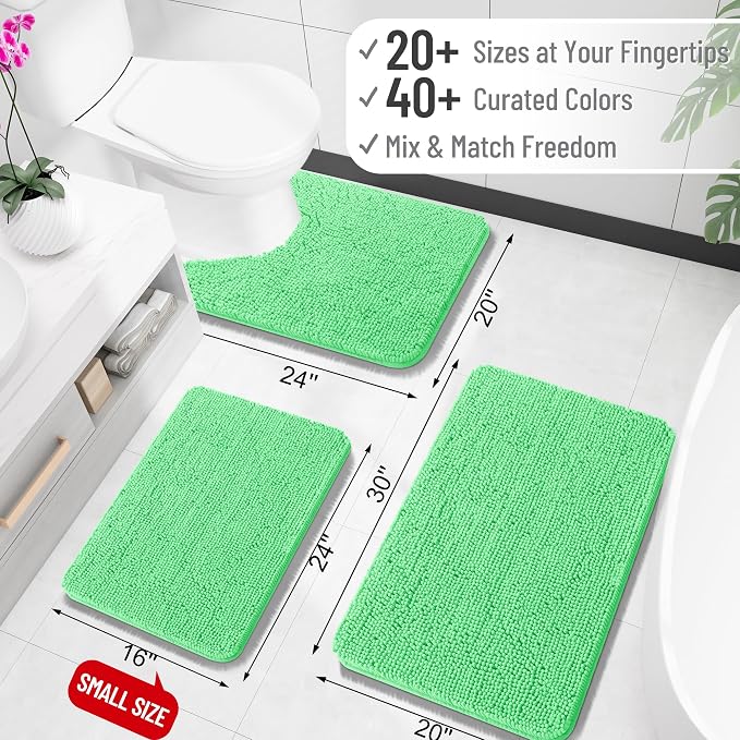 OLANLY Bathroom Runner Rugs 70x24, Soft Absorbent Chenille Bath Rugs, Rubber