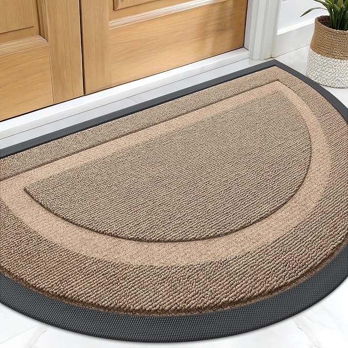 OLANLY Half Circle Door Mat Indoor Outdoor Entrance Welcome, Waterproof