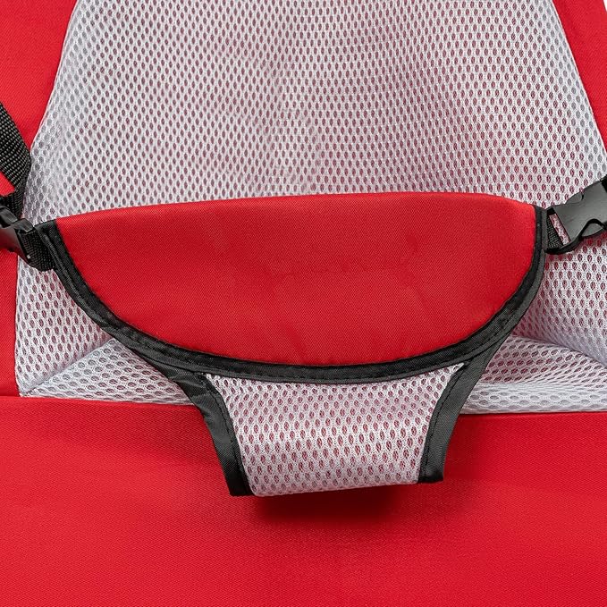 Pet Rocking Chair, Portable Foldable Pet Rocker Bed with 3-Level Adjustable Height, No Assembly Required Breathable Pet Lounger for Small Dogs & Cats Under 33lbs (Red)