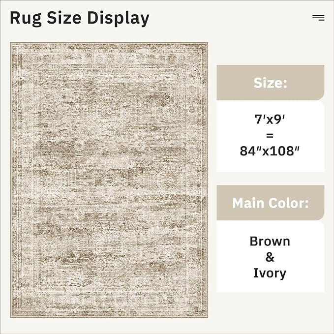 Soalmost 7x9 Area Rug for Living Room Washable Abstract Vintage Soft Thin
