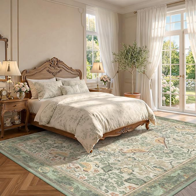 Hazo Haus Washable Floral Bird Rugs