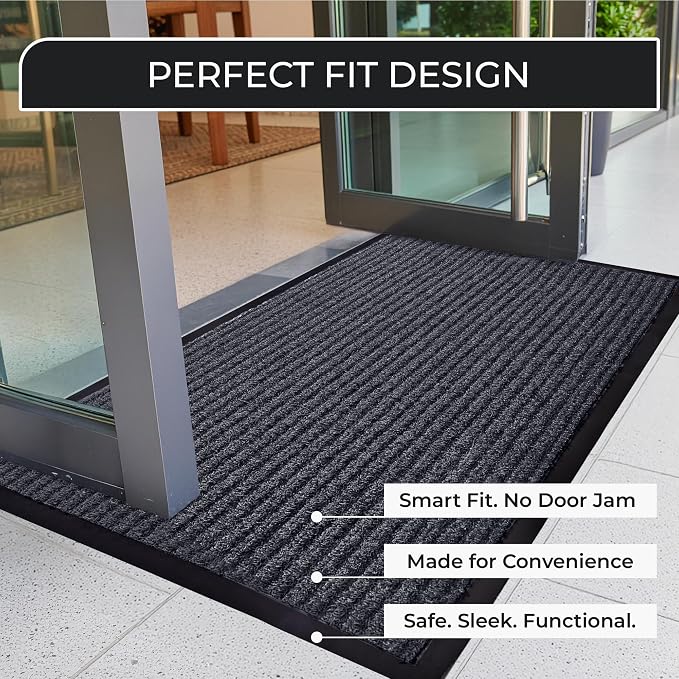 Heavy Duty Entry Mat 2' x 3', Low Profile Door Rug