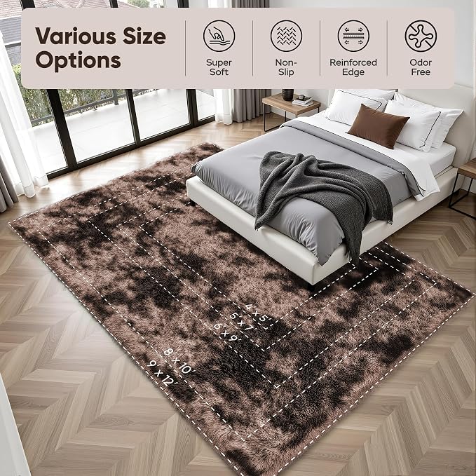 8x10 Area Rugs for Living Room Bedroom:Soft Fluffy Shag Upgrade Non-Slip High