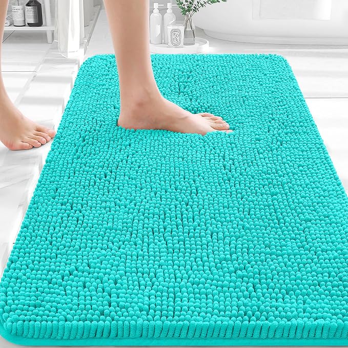 OLANLY Bathroom Rugs 30x20, Extra Soft Absorbent Chenille Bath Rugs, Rubber