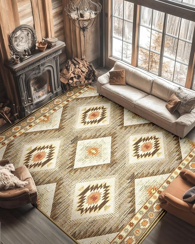 BESTSWEETIE Area Rug 10x14 Rug Machine Washable Non-Slip Low Pile Print Pattern