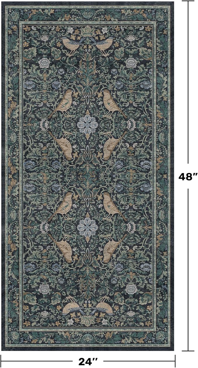 Hazo Haus Washable Floral Small 2x4 Thin Door Mats