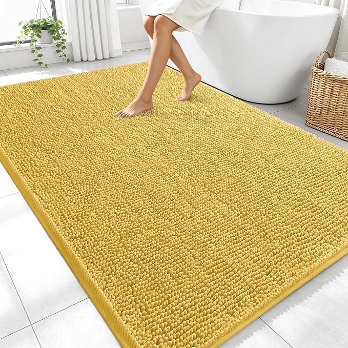 OLANLY Large Bathroom Rugs 70x46, Extra Soft Absorbent Chenille Bath Rugs