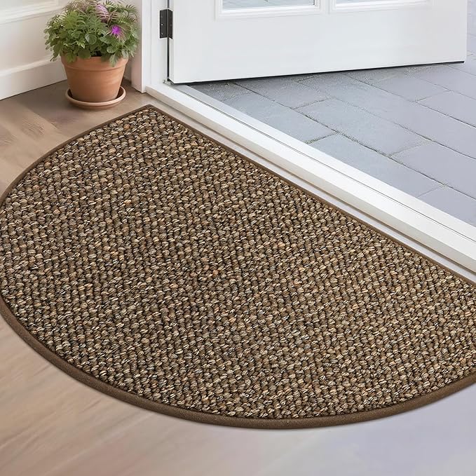 BEQHAUSE Dirt Trapper Door Mat 17" x 30" Half Circle Non-Slip Washable Doormats