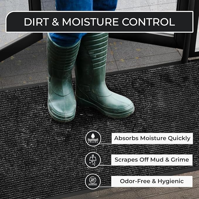 4 Pack Charcoal Commercial Door Mat 3'x6' Heavy Duty Industrial Floor Mat