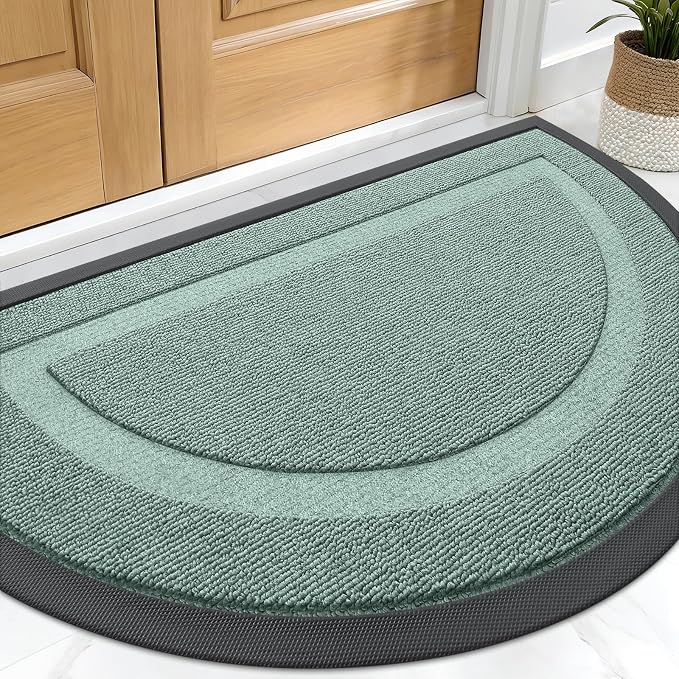 OLANLY Half Circle Door Mat Indoor Outdoor Entrance Welcome, Waterproof