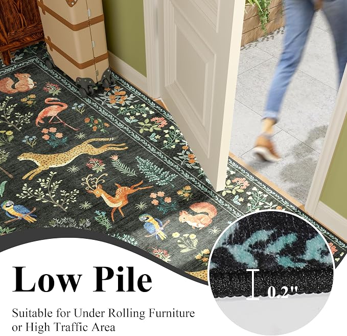 DUKINO 4x4 Square Area Rug for Entryway, Lightweight Animal Print Washable Rug