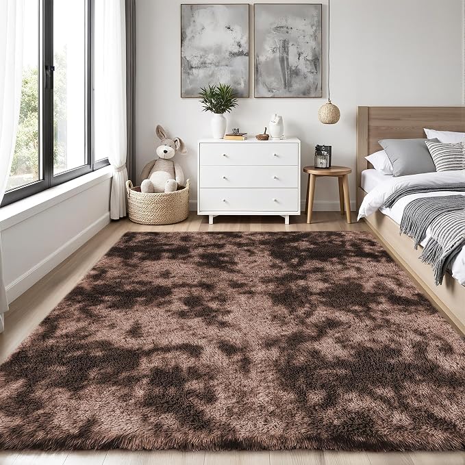 Area Rug for Living Room Bedroom: 4x6 Soft Fluffy Shag Upgrade Non-Slip High