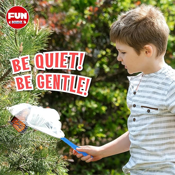 Science Kid Bug Catcher Kit, FunKidz Outdoor Activities Gift Butterfly Bug Habitat with Magnified Viewer Bug Catching Kit for Boys 3-12 Includes Net Catcher, Tweezers, Record Lists