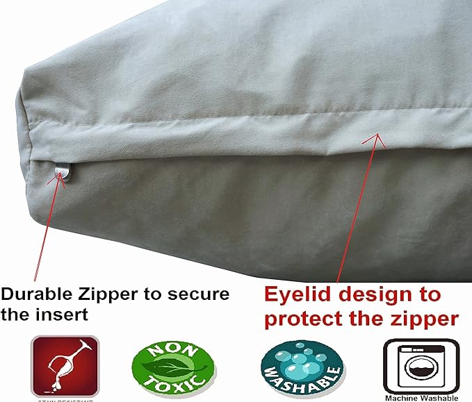 Dogbed4less Memory Foam Dog Bed for Medium Large Dogs with Orthopedic Comfort, Waterproof Liner and Khaki Washable Pet Bed Cover 40X35 Pillow