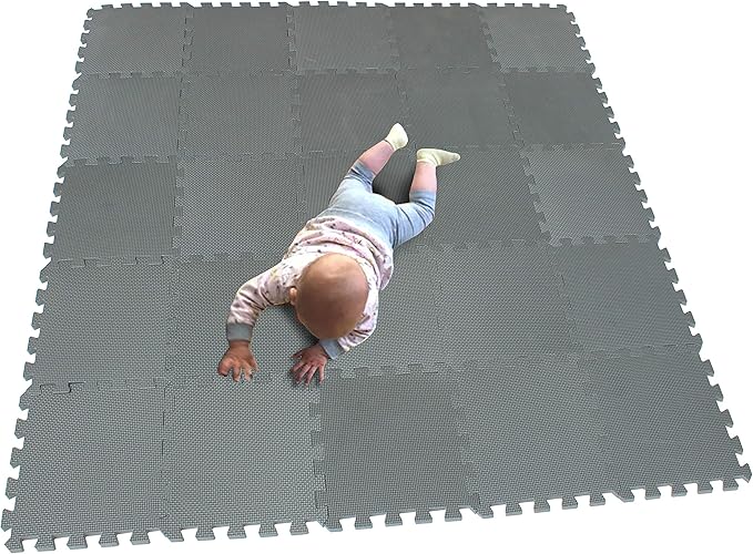 MQIAOHAM® 25 Pieces Puzzle Play Mats, Soft Baby Play Mat, Kids Interlocking Foam Floor Tiles, Toddlers Carpet Playmats G301025-112
