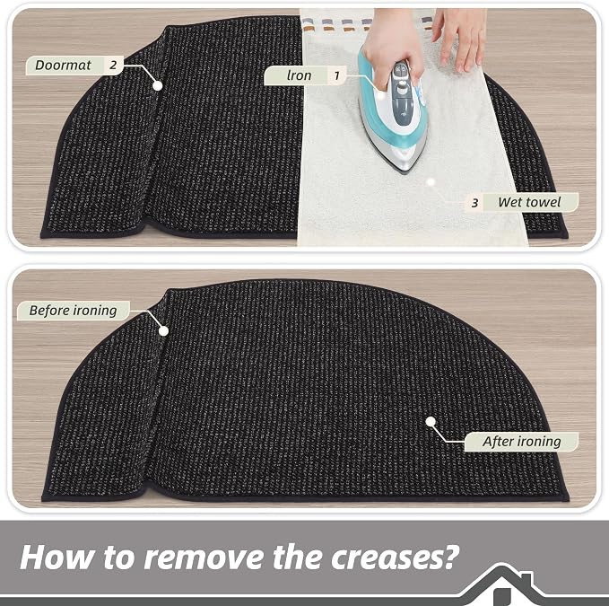 BEQHAUSE Dirt Trapper Door Mat 26" x 40" Half Circle Non-Slip Washable Doormats