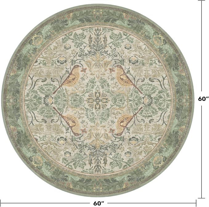 Hazo Haus Washable Sage Green 5ft Area Round Rug