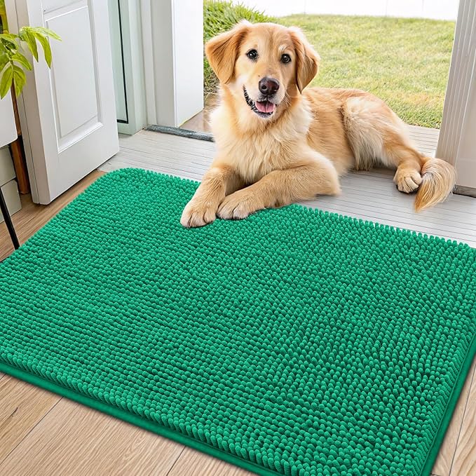 Smiry Dog Door Mat for Muddy Paws 36x24, Absorbent Dirt Trapper, Non-Slip