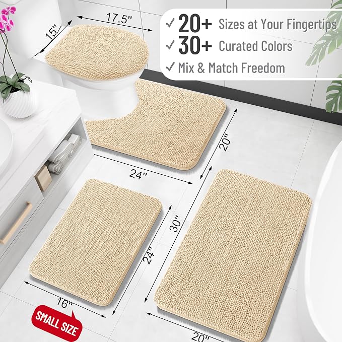 OLANLY Toilet Rugs U-Shaped 20x20, Extra Soft Absorbent Chenille Contour