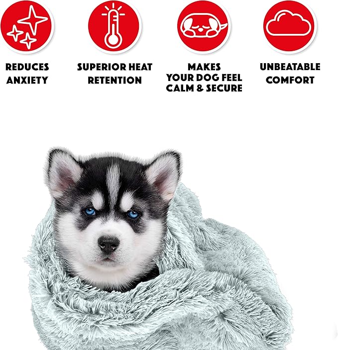 The Dog’s Blanket – Faux Fur Dog Blanket, Ice White, Large, 28x42