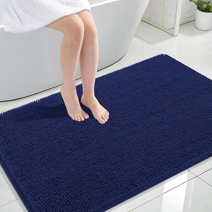 OLANLY Large Bathroom Rugs 47x32, Soft Absorbent Chenille Bath Rugs, Rubber