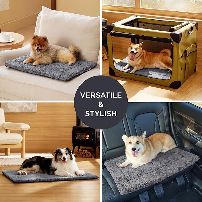 Bedsure Washable Dog Crate Bed for Small Dogs, Soft Foam Floor Pet Mat, Versatile Lightweight Pet Crate Pad for Cages