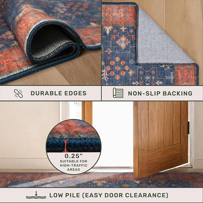 Hazo Haus Washable 3x20 Extra Long Hallway Runner Rug, Non-Slip Stain & Fade