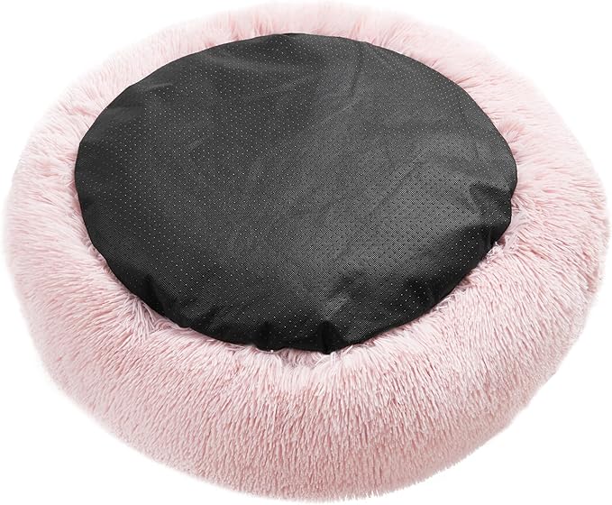 Juicy Couture Devon Faux Fur Large Pink Round Pet Bed for Dogs and Cats