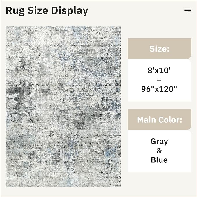 Soalmost Abstract Rug 8x10 Large Living Room Rugs Neutral Modern Washable Area
