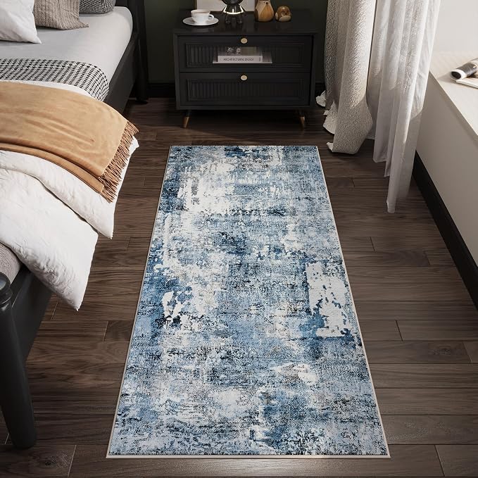 Rugcomf Runner Rug 2'6''x8' Hallway Washable Boho Soft Area Rug Abstract