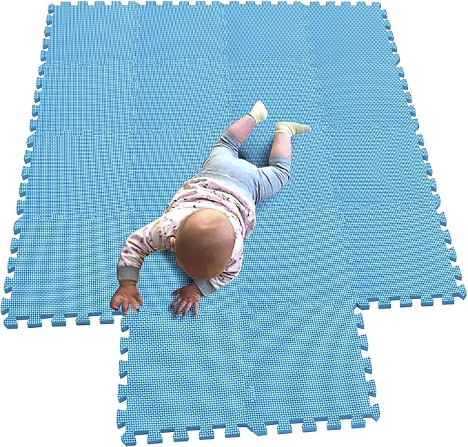 MQIAOHAM® 18 Pieces Puzzle Play Mats, Soft Baby Play Mat, Kids Interlocking Foam Floor Tiles, Toddlers Carpet Playmats G301018-107