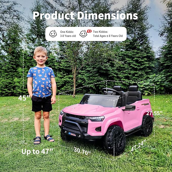 24V 10Ah Ride on Toy for Big Kids, 4WD 2 Seater Electric SUV Kids Car to Drive w/Remote Control, 4x200W Motors - Pink