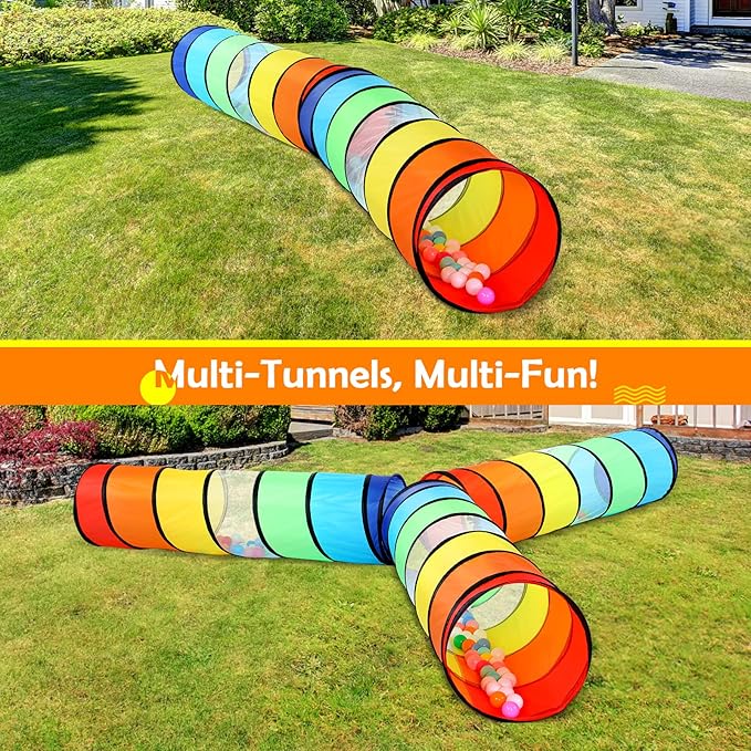 Kids Play Tunnel Tent for Toddlers, Colorful Pop Up Crawl Tunnel Toy for Baby or Pet with Breathable Mesh, Collapsible Gift for Boy and Girl Play Tunnel Indoor and Outdoor Game