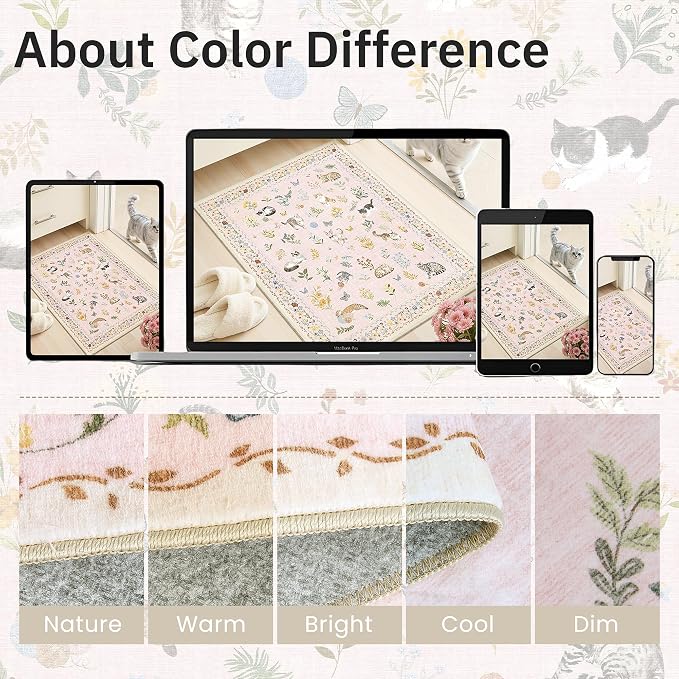 Soalmost Cat 8x10 Pink Area Rugs