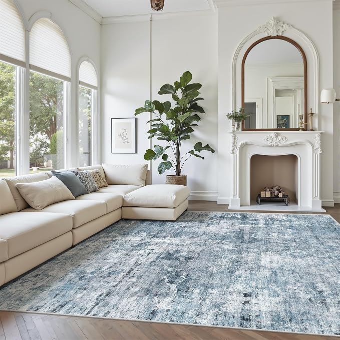 Soalmost 7x10 Area Rug for Living Room Washable Abstract Vintage Soft Thin
