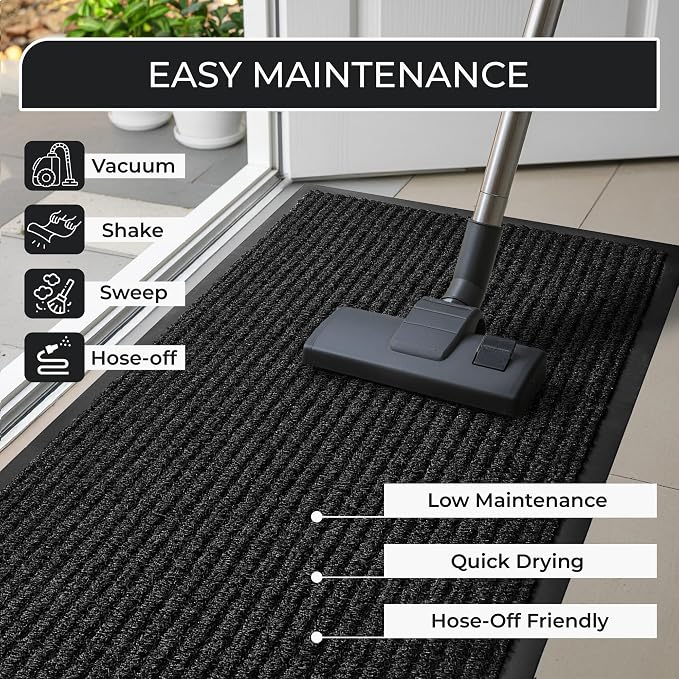 Commercial Door Mat 4'x6' Black, Heavy Duty Industrial Floor Mat