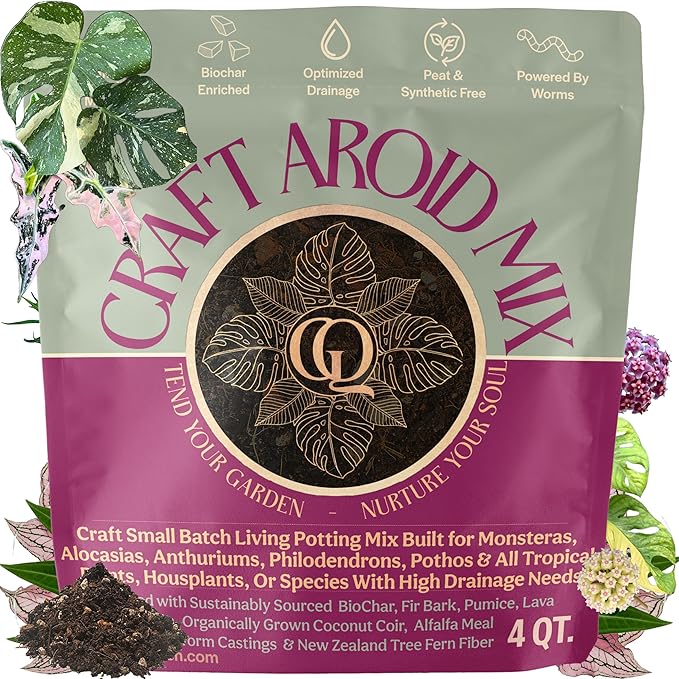 Craft Aroid Potting Mix- Elite Organic Alocasia, Philodendron, Monstera Soil Mix, Chunky, Well Draining Potting Soil for Indoor Plants, All Tropical Plants & Houseplants, Sustainable & Peat Free 4QT