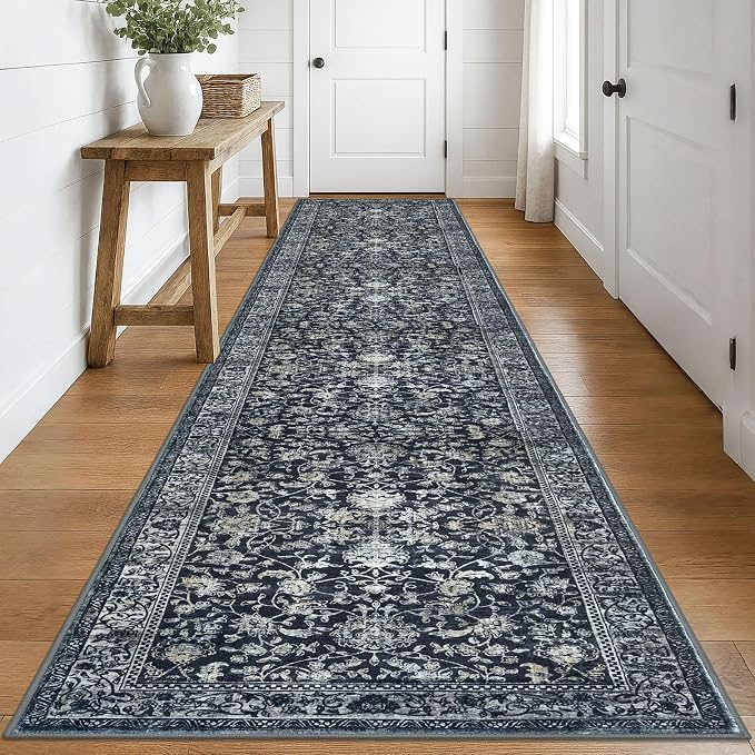 KILOCOCO Runner for Hallway 3x16 Runner Rug Printed Vintage Floral Washable Rug