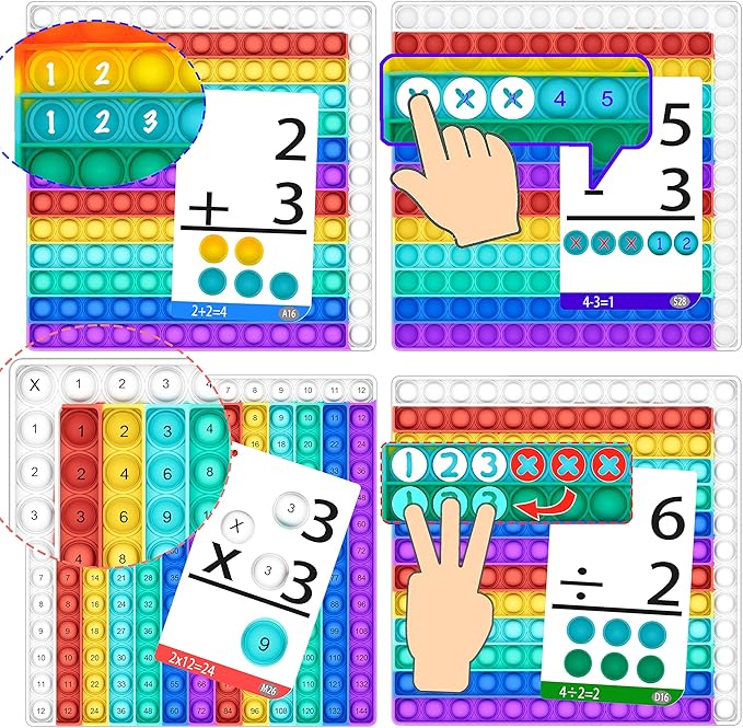 COOVA Multiplication Flash Cards + Multiplication Chart - Math Manipulatives Fact Cards - Mutiplication Game Flashcards - Times Table Multiplication Flash Cards 3rd Grade, 4th, 5th, 6th Grade