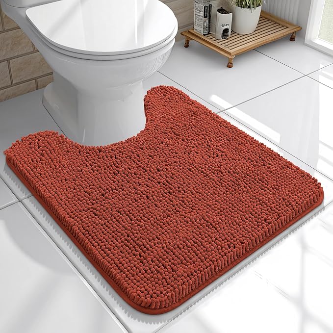 OLANLY Toilet Rugs U-Shaped 20x20, Extra Soft Absorbent Chenille Contour