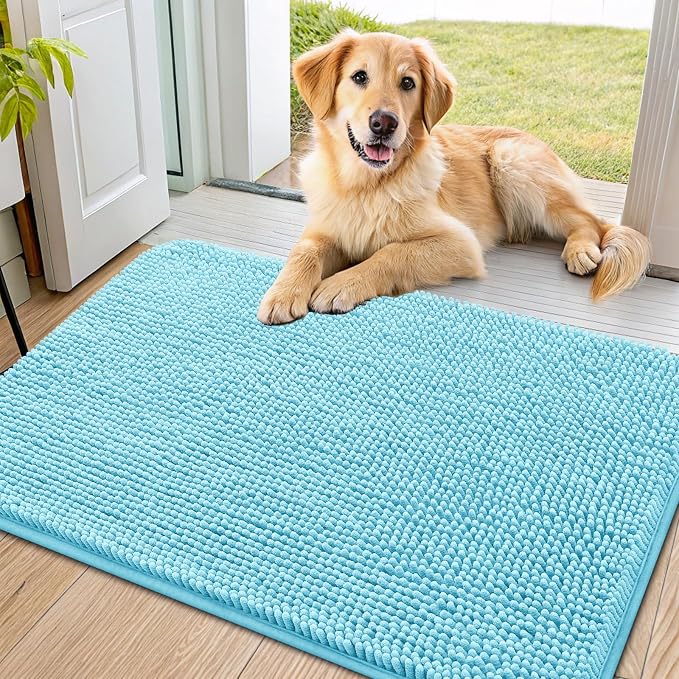 Smiry Dog Door Mat for Muddy Paws 36x24, Absorbent Dirt Trapper, Non-Slip