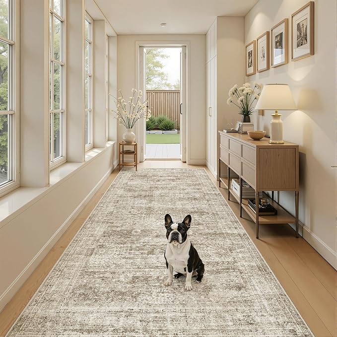 Soalmost Hallway Runner Rug 4x8 Wide: Washable Thin Runners