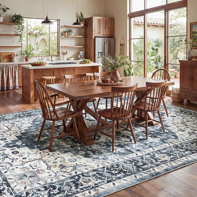 AMADA HOMEFURNISHING 8x10 Washable Area Rug, Low-Profile