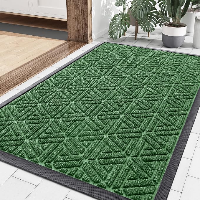 Smiry Front Door Mat Outside Entrance, Heavy Duty Sturdy Natural Rubber Doormat