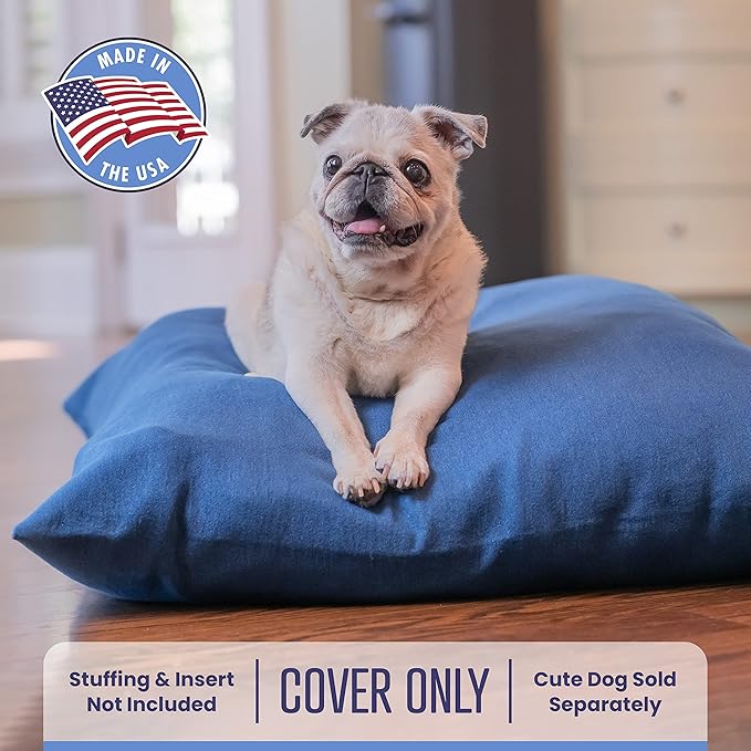 Mayfield Denim Medium Dog Bed Cover - Zippered Duvet for Pet Bed - Extra Protection for Dog Bed Mattress or DIY Pet Bed with Pillows and Stuffing - Chambray - Made in USA Dog Bed Cover Only