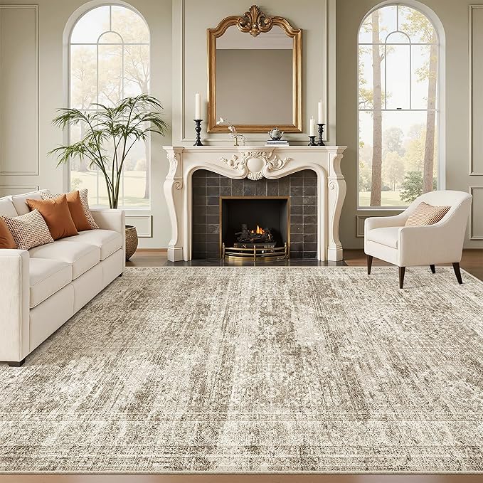 Soalmost 7x9 Area Rug for Living Room Washable Abstract Vintage Soft Thin