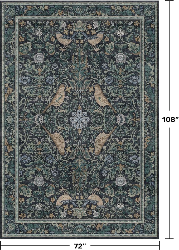Moody Floral 6x9 Boho Living Room Rug