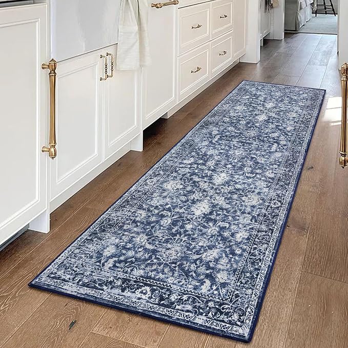 KILOCOCO Hallway Runner 2x5 Printed Vintage Floral Washable Kitchen Runner Rug